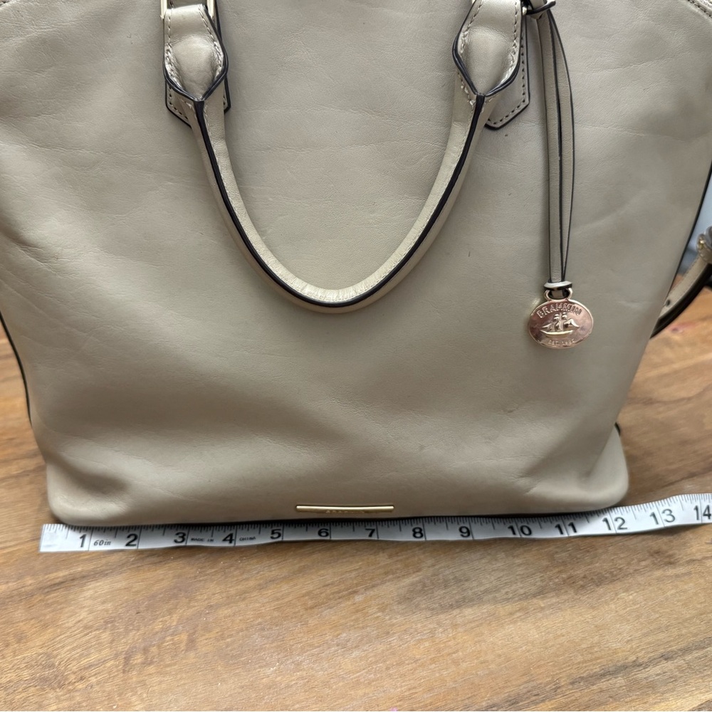 Brahmin Large Smooth Leather Duxbury Satchel/Shoulder Bag in Sand Topsail - Picture 8 of 11